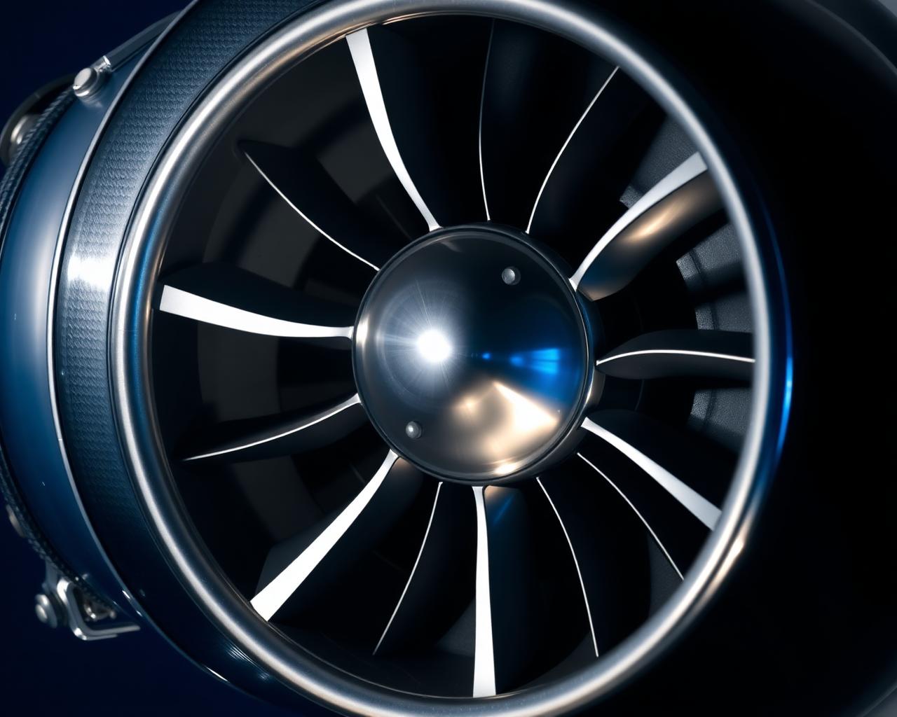 Close-up of a jet turbine engine